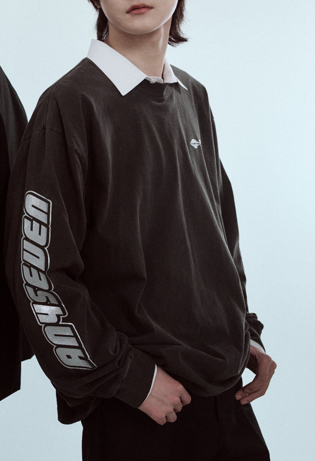 LAMBO LOGO LS T-SHIRT - Faded Black