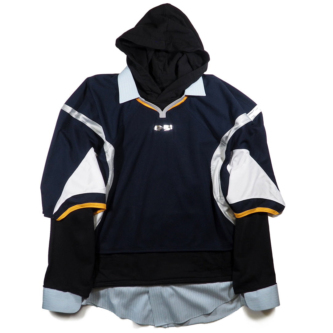 OVRLNDR JERSEY DRESS HOODIE - NAVY