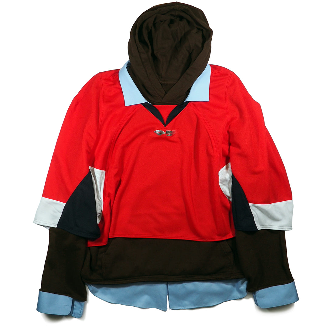 OVRLNDR JERSEY DRESS HOODIE - RED