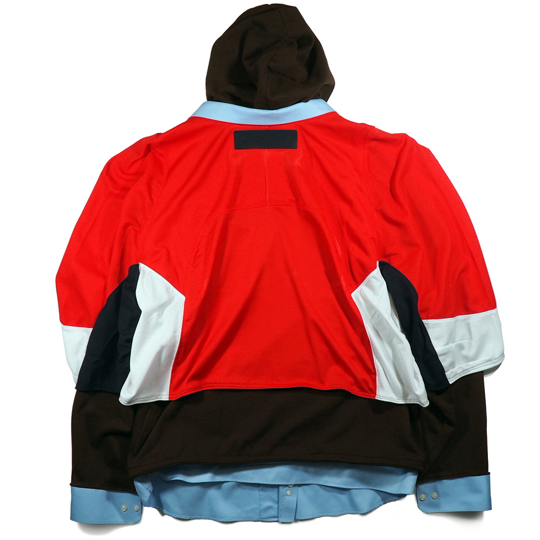 OVRLNDR JERSEY DRESS HOODIE - RED