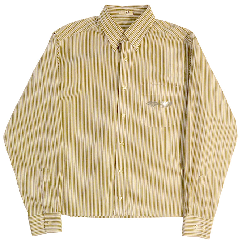 CREAM LAMBO LOGO CHOPD LS DRESS SHIRT
