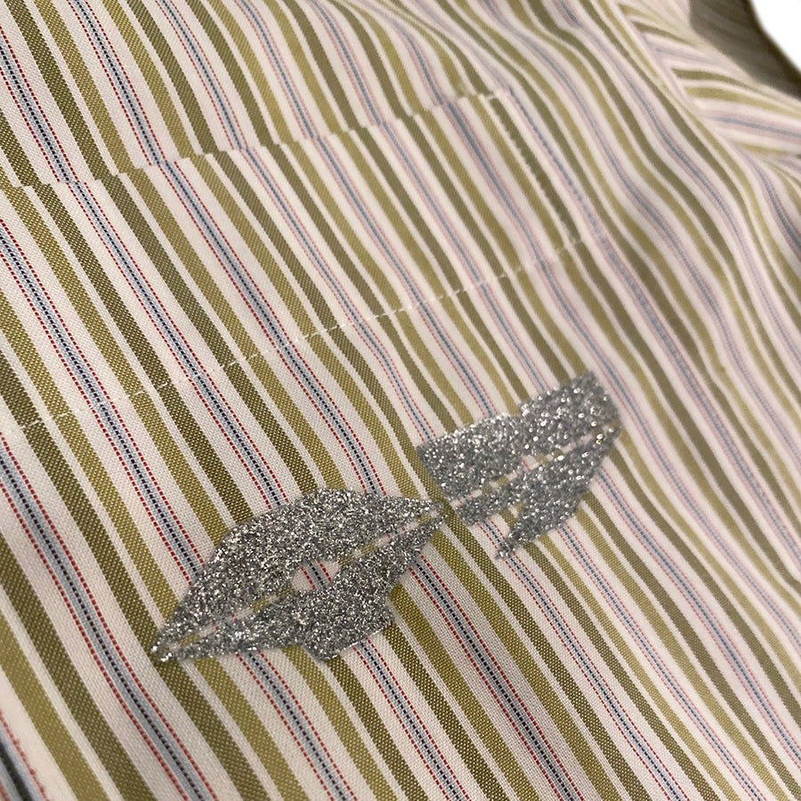 CREAM LAMBO LOGO CHOPD LS DRESS SHIRT