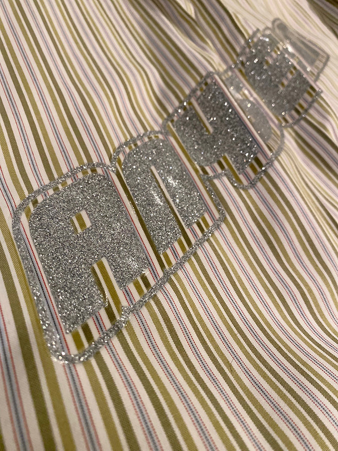 CREAM LAMBO LOGO CHOPD LS DRESS SHIRT