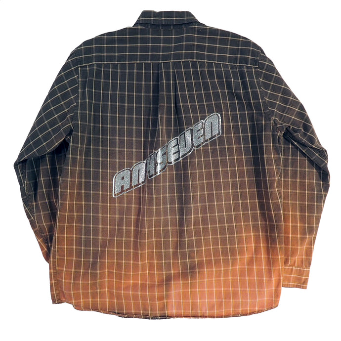 Lambo logo Vintage Flannel Shirt - Burst Orange, Brown, Beige