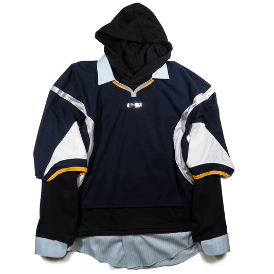 OVRLNDR JERSEY DRESS HOODIE - NAVY