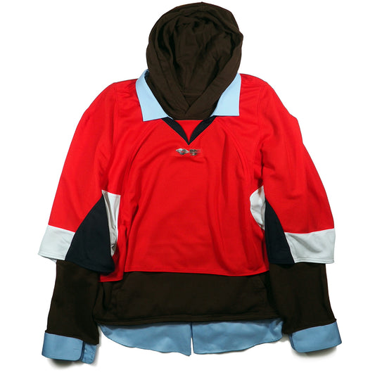 OVRLNDR JERSEY DRESS HOODIE - RED