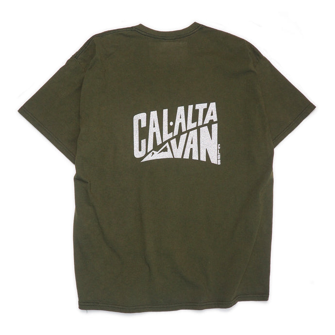 CAL-ALTA Van Club Signature Dyed T-Shirt - Military Green / Silver Crystal